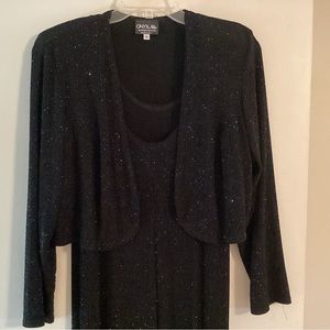 Long mother of the bride dress. Sleeveless with jacket. Lightly sequenced